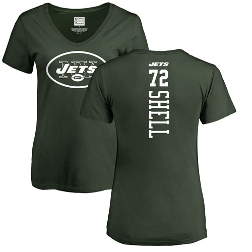 New York Jets Green Women Brandon Shell Backer NFL Football #72 T Shirt